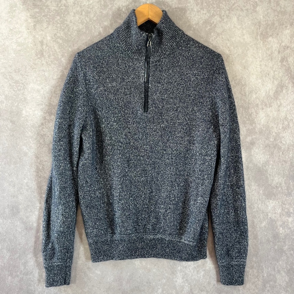 Nordstrom Men Shop Quarter Zip Sweater Mens Medium Navy Cashmere Silk MV421397MN